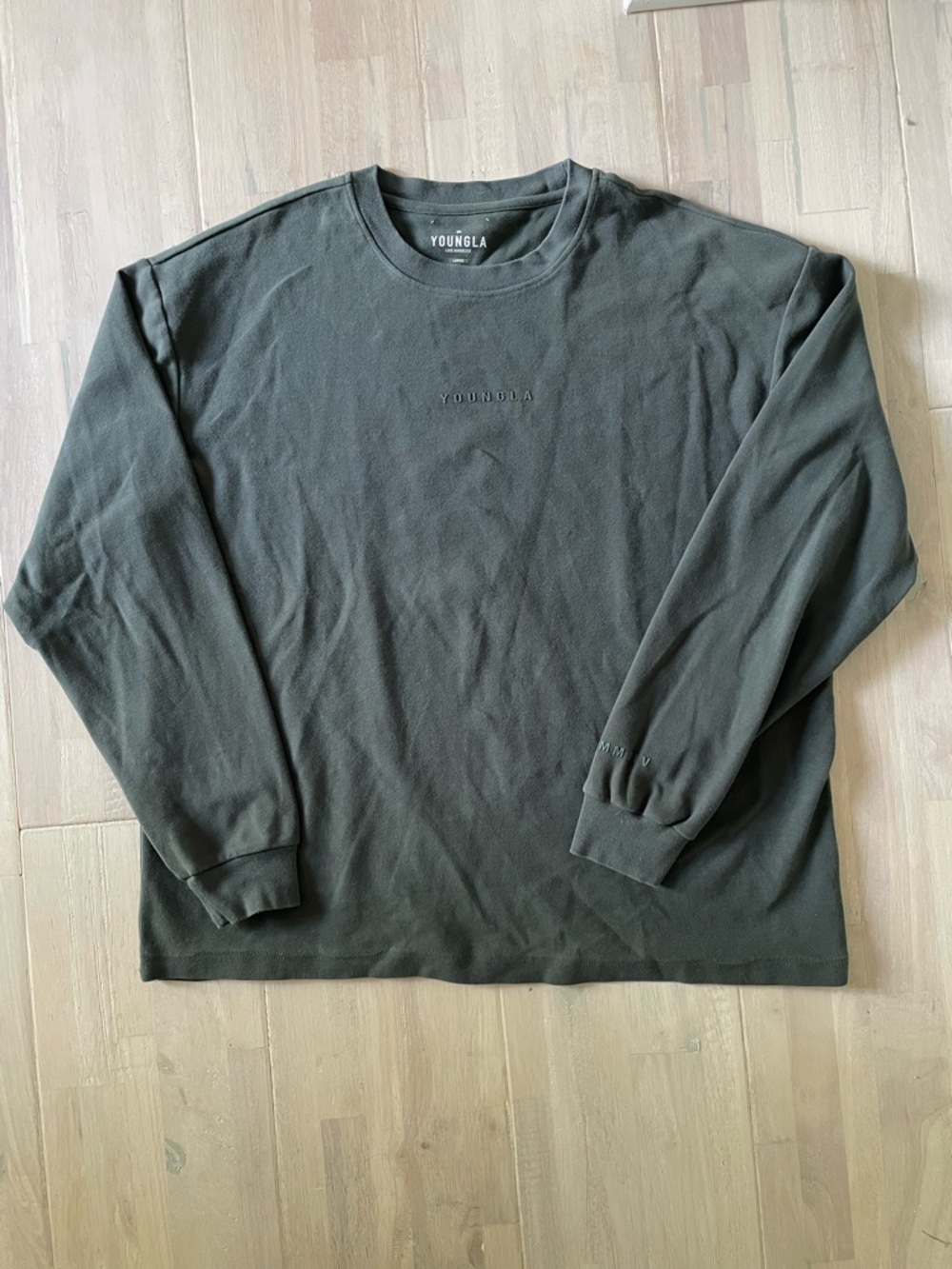 YoungLA Sweatshirt Mens Large Hunter Green Pullover Sweater YLA Outdoor Hiking